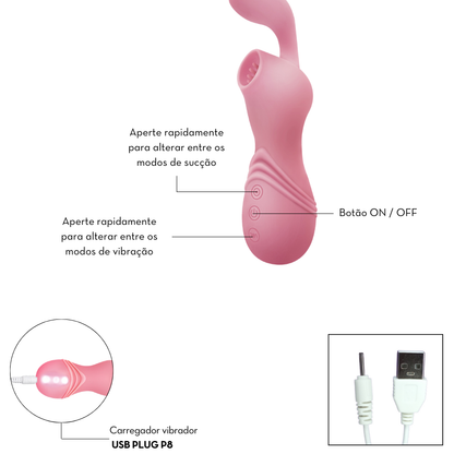 Vibrador e estimulador clitoriano com sucção