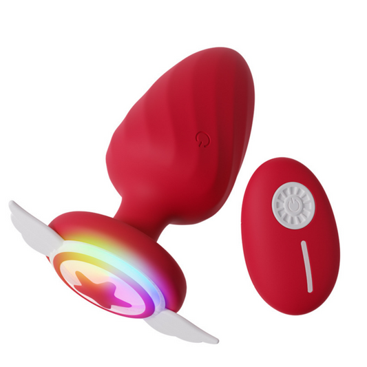 Plug anal vibratório em silicone com led e controle remoto