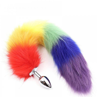 Plug Anal em Metal com Cauda Arco-íris