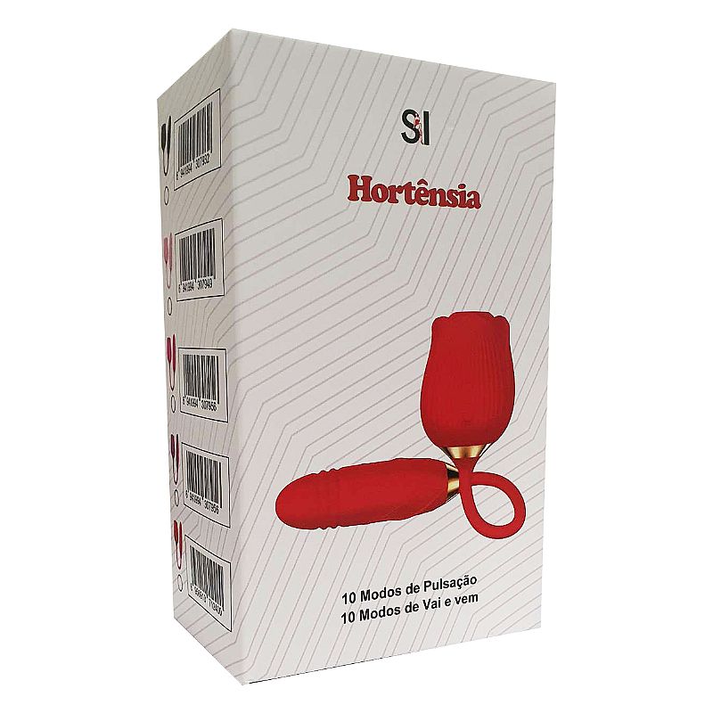 Vibrador de Ponto G e Clitóris com Vai e vem Formato de Rosa