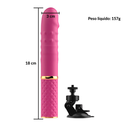 Mini Vibrador Vai e Vem com Ventosa Super Macio Controlado por Aplicativo - Pink