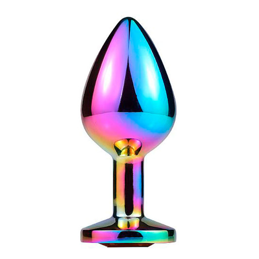 Plug Anal Holográfico de Aço com Pedra de Cristal 7,8 cm x 3,1 cm