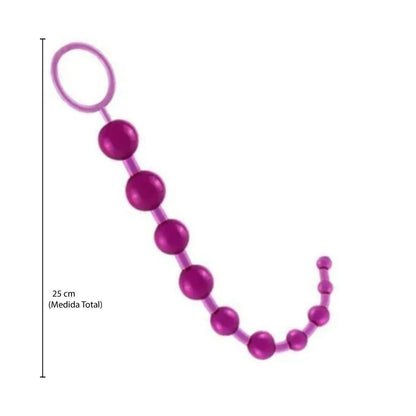 Plug Anal Cordão de Silicone com Esferas Escalonadas e Alça