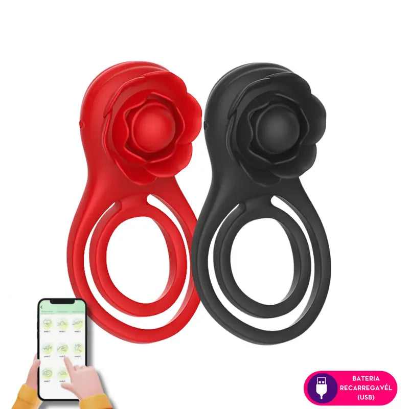 Anel peniano duplo com rosa estimuladora