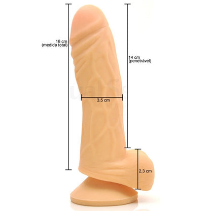 Pênis Tortinho em Cyberskin com Escroto e Ventosa 16,5 cm x 4 cm