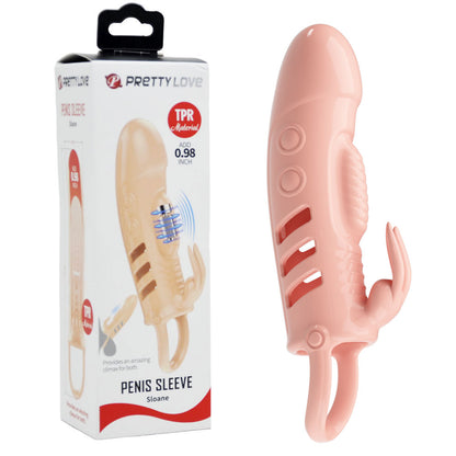 Capa Peniana Extensora em Silicone com Anel e Vibrador - Sloane - Pretty Love