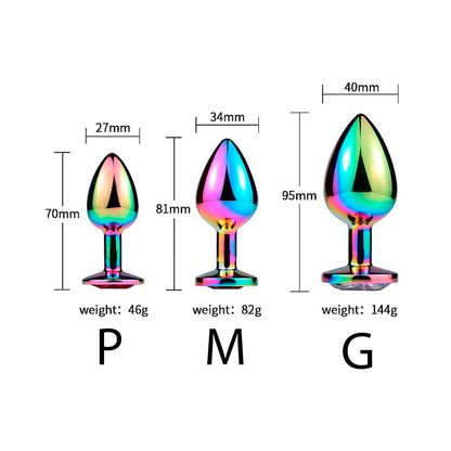 Plug Anal Holográfico de Aço com Pedra de Cristal 7,8 cm x 3,1 cm