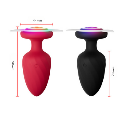 Plug anal vibratório em silicone com led e controle remoto