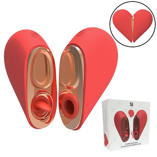 Vibrador de clitóris com Pulsação e Estimulação com Língua - Coração - SI
