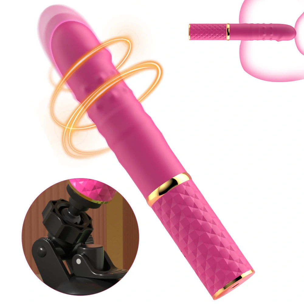 Mini Vibrador Vai e Vem com Ventosa Super Macio Controlado por Aplicativo - Pink