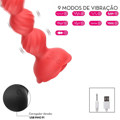 Plug Anal Esferas Escalonadas com Vibração por Aplicativo