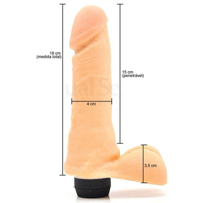 Prótese Sensual com Escroto e Vibro Multivelocidade 18 cm x 4 cm