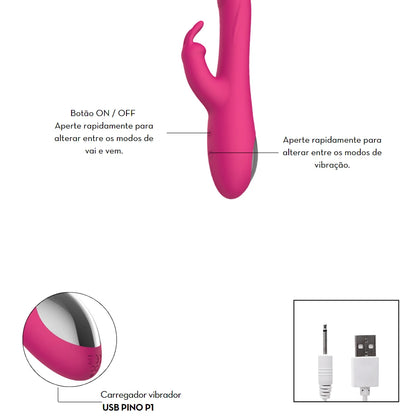 Vibrador Vai e Vem com Estimulador Duplo Rabbit Ponto G