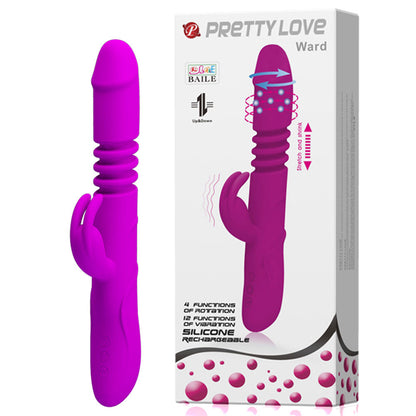 Vibrador Vai e Vem Ward com Estimulador Clitoriano 25,5 cm x 3,2 cm - Coleção Pretty Love
