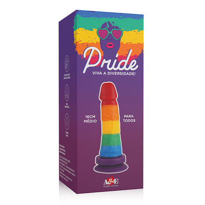 Prótese Realística Colorida com Ventosa Pride Viva a Diversidade 16 cm