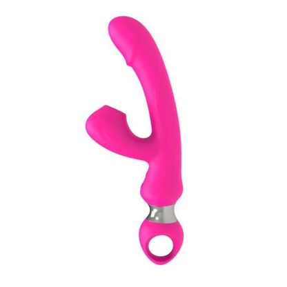 Vibrador em formato glande ponto G com estimulador por sucção