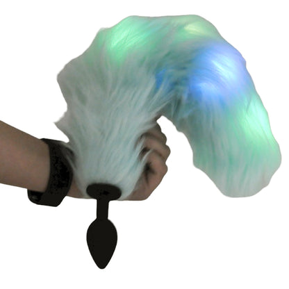 Plug Anal em Silicone com Cauda e Led 7 cm x 3 cm