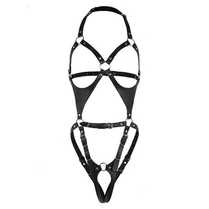 Harness Corporal Estruturado em Couro e Argolas Metálicas 3