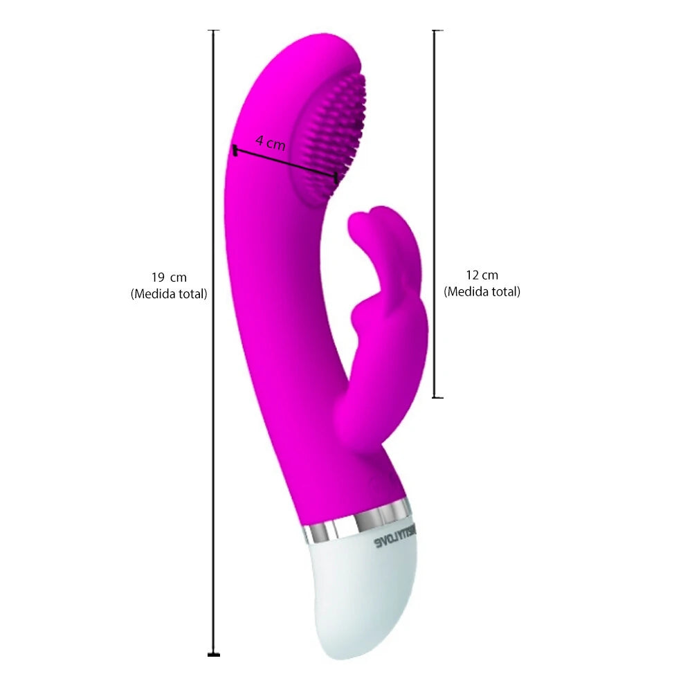 Vibrador Rabbit com Estimulador de Clitóris e Microcerdas - Pretty Love Christ
