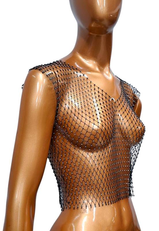 Blusinha de Tela com Strass