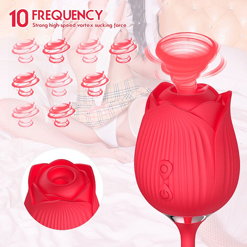 Vibrador de Ponto G e Clitóris com Vai e vem Formato de Rosa