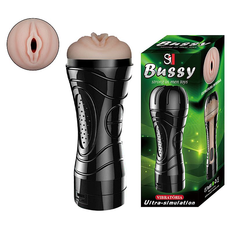 Masturbador Vagina em Cyberskin com Vibrador - Mini Lanterna 20,4 x 7,8cm