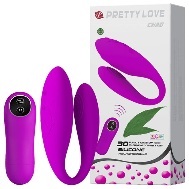 Vibrador Pretty Love Chad Recarregável para Casais 30 Níveis de Vibro e Controle Wireless 9 x 3 cm