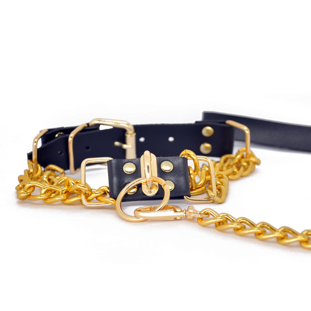 Gargantilha com Guia e Corrente Dourada