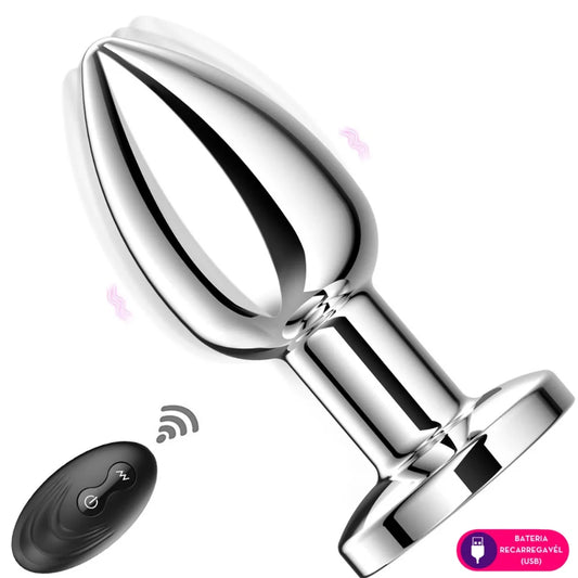 Plug anal de aço com vibro e controle remoto