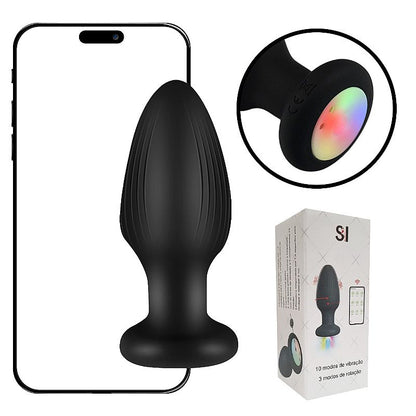 Plug Anal em Silicone com Rotação e Luz de Led - Recarregável e App - 9,6x3,6