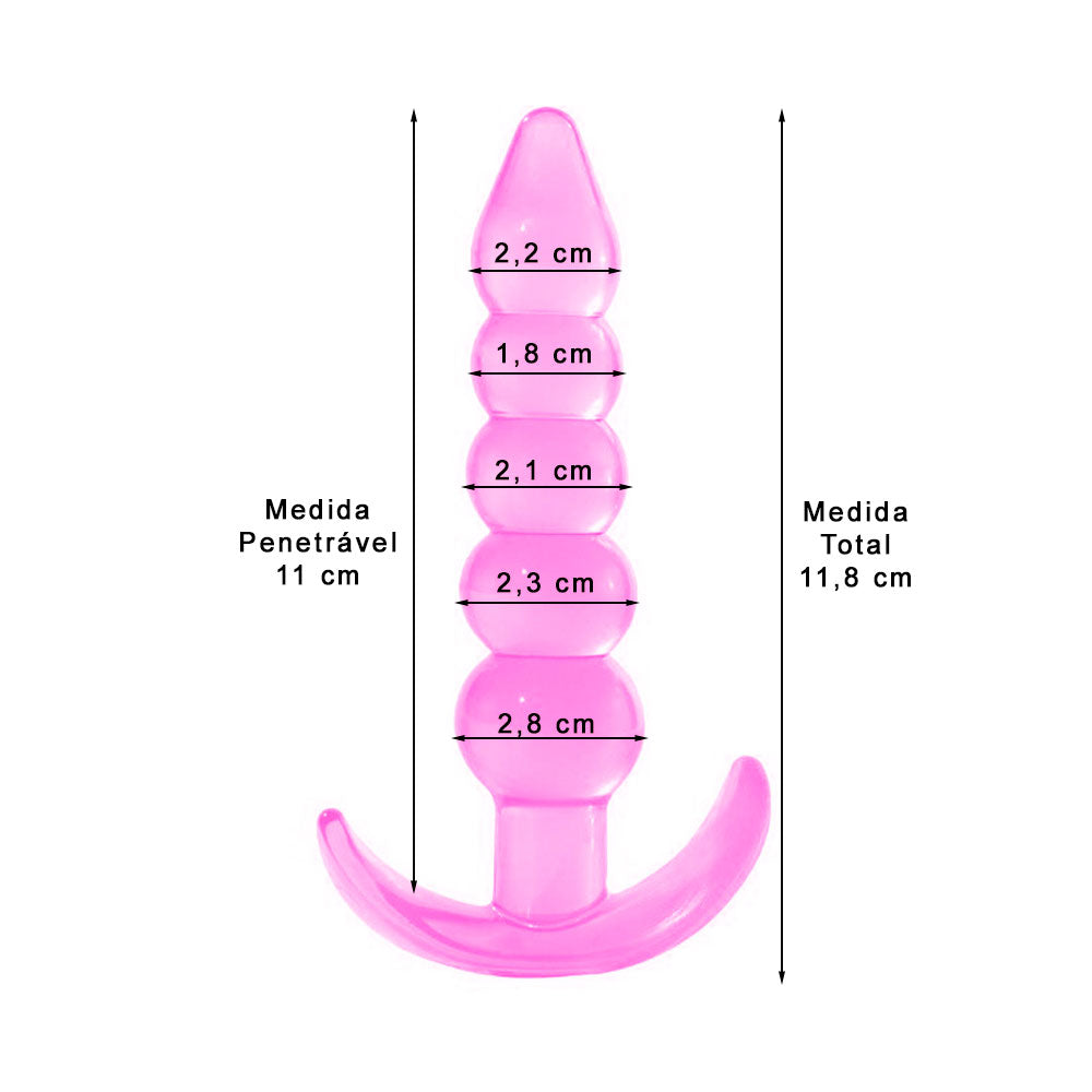 Plug Anal com Alça Esferas Escalonadas em Silicone
