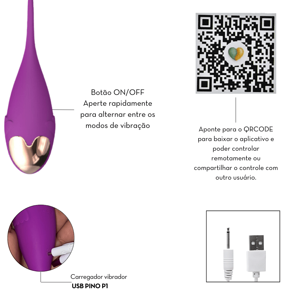 Cápsula vibratória em formato de peixe por aplicativo - Rosa