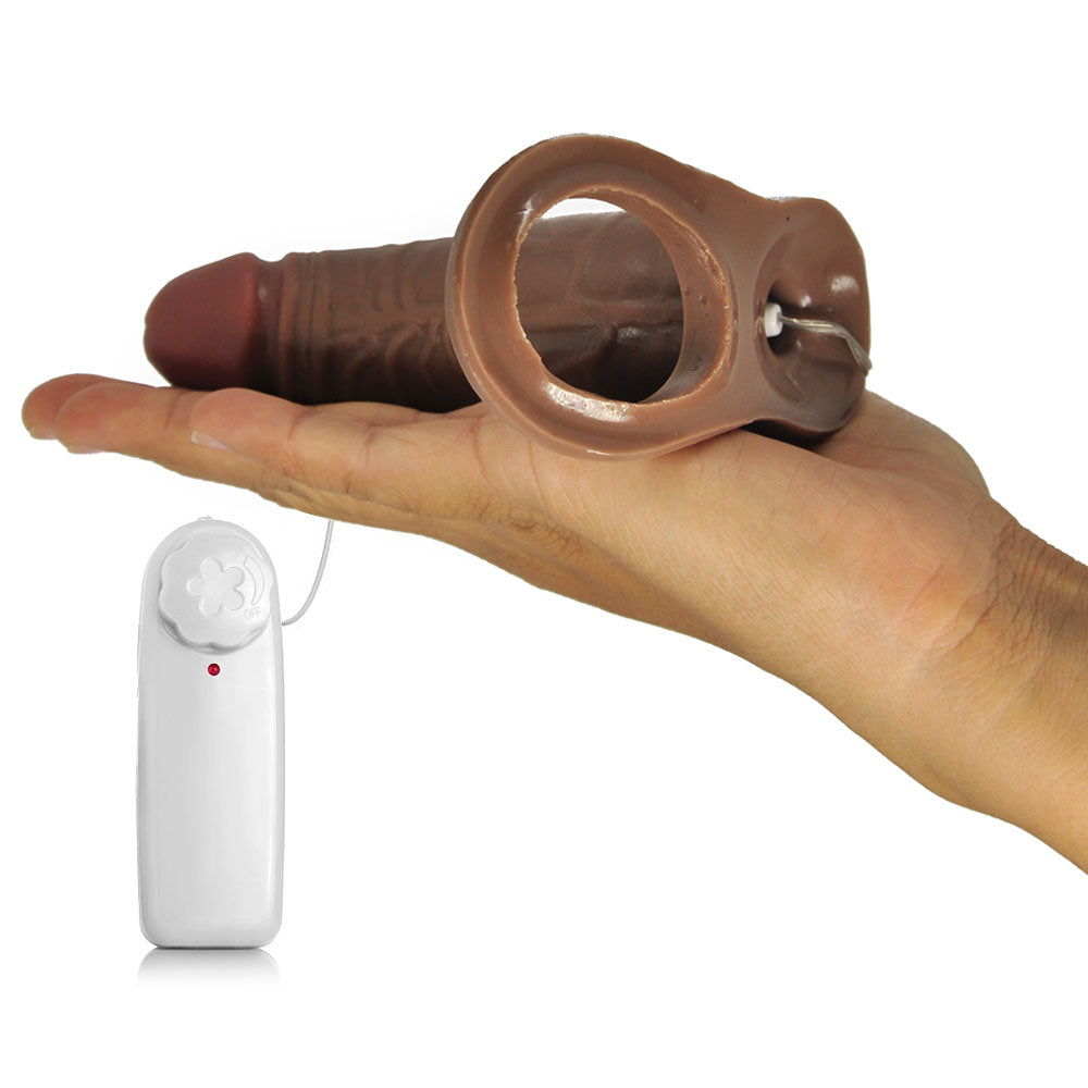 Anel Companheiro Bege- Médio com Vibro Bullet 14 cm x 2,5 cm