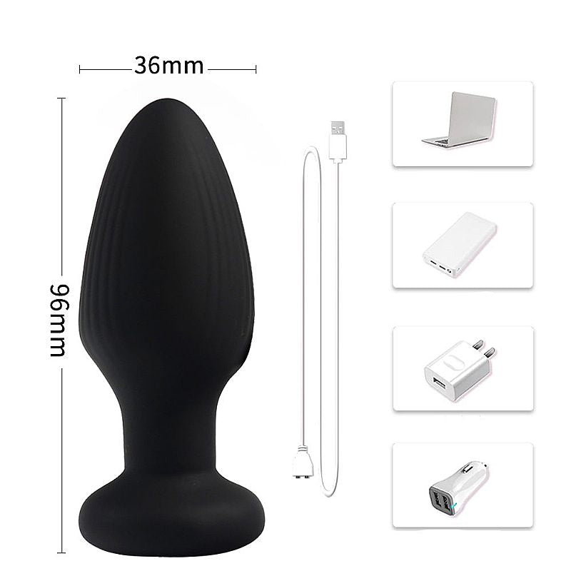 Plug Anal em Silicone com Rotação e Luz de Led - Recarregável e App - 9,6x3,6