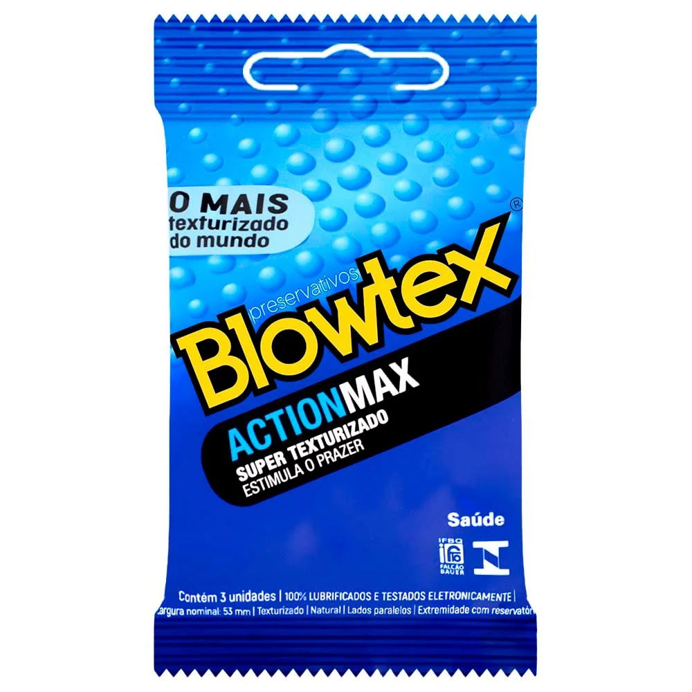 Preservativo Blowtex Action Texturizado Com 3 Unidades