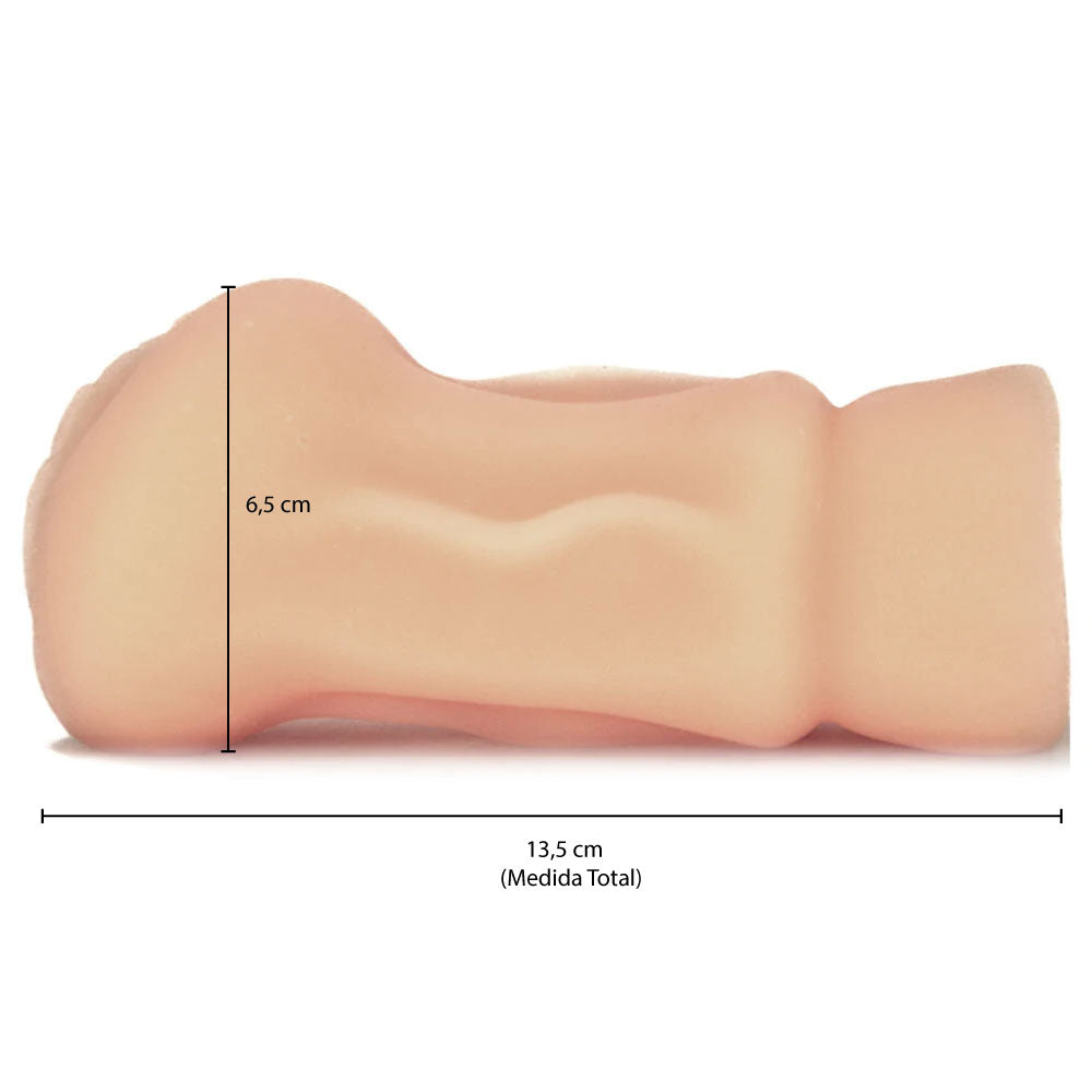 Masturbador Formato Vagina com Lábios Texturizados em Cyberskin 14 cm x 4,5 cm