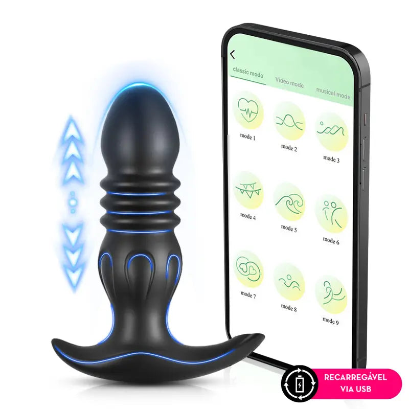 Plug anal vibratório e vai e vem por aplicativo