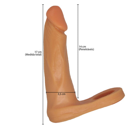 Anel Companheiro Negro - Modelo Longo com Vibrador 16 cm x 3,3 cm