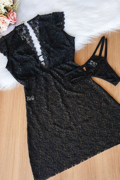 Camisola Sensual sem Bojo em Rendão - Tamanho P