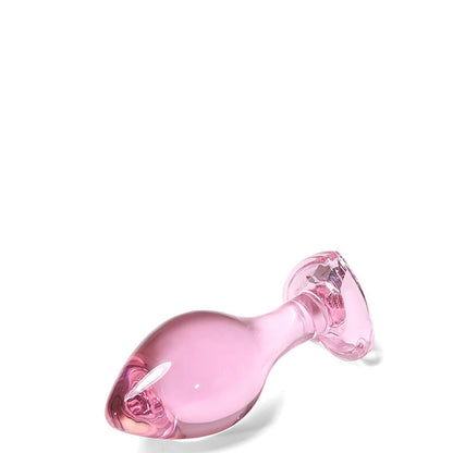 Plug Anal de Vidro com Pedra Brilhante da Base Formato Coração