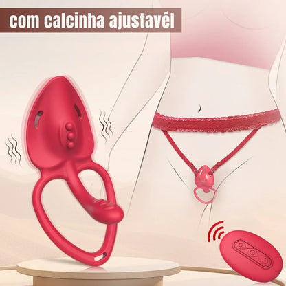 Anel Peniano com Alça Ajustável por Aplicativo Recarregável