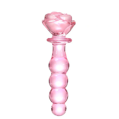 Plug Anal de Vidro com Esferas Escalonadas e Base Floral