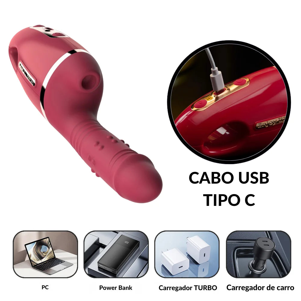 Super vibrador metralhadora 3 em 1 - Infinite Touch vermelho