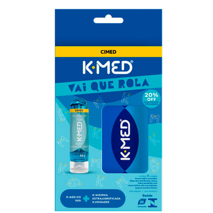 Kit K-MED Vai que Rola Lubrificante Ice + K-misinha Extralubrificada com 8 Unidades