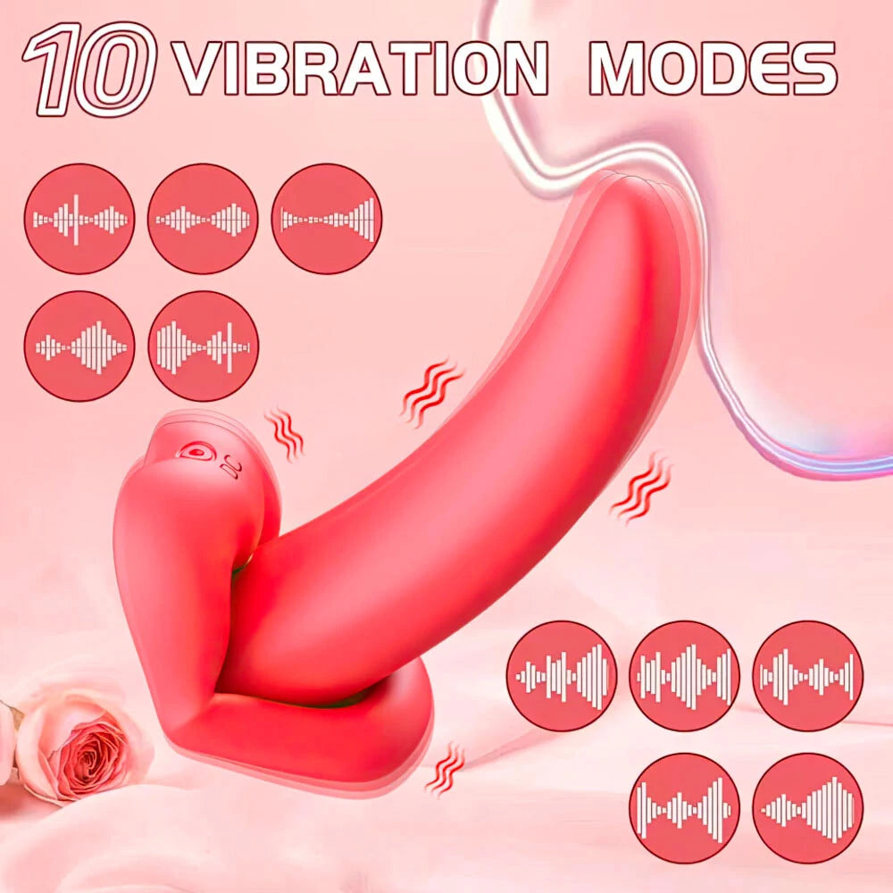 Vibrador Estimulador Ponto G e Clitóris Formato de Língua 2 em 1