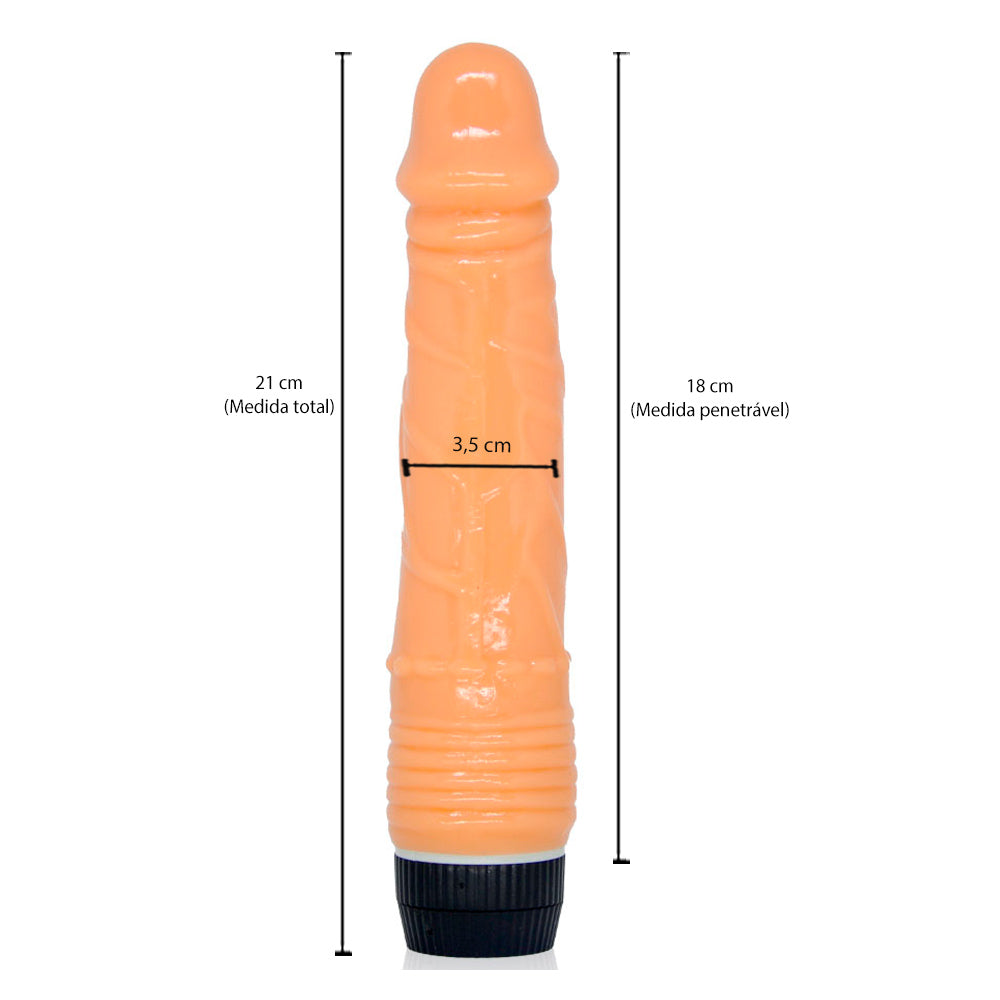 Prótese Peniana Realística com Vibro e Glande Saliente 20 x 3,5 cm