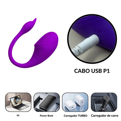 Vibrador  em Silicone Aveludado Controle por Aplicativo
