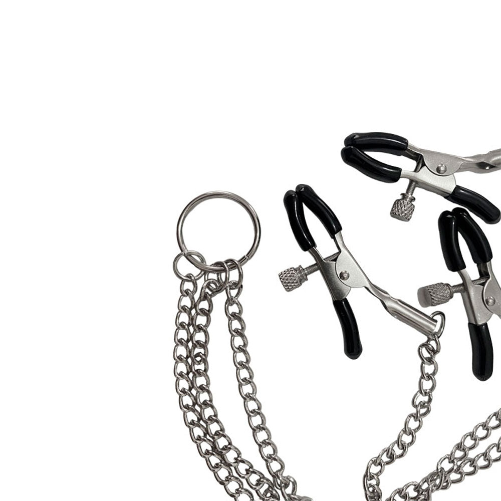Grampos para Mamilos e Clitóris Ajustáveis com Corrente