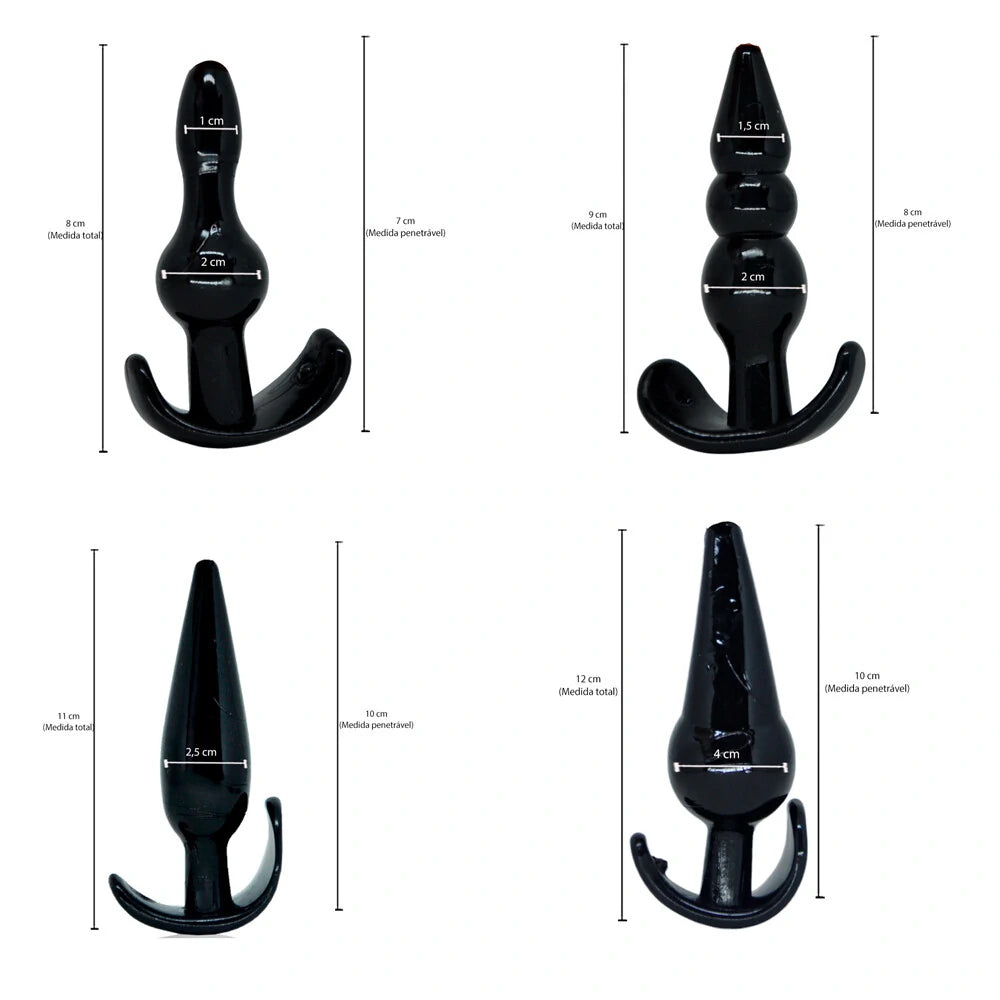 Kit Plug Anal 4 Unidades - Dom P14