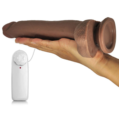 Pênis Magic com Escroto, Ventosa e Vibro em Cyberskin 21 cm x 3,5 cm
